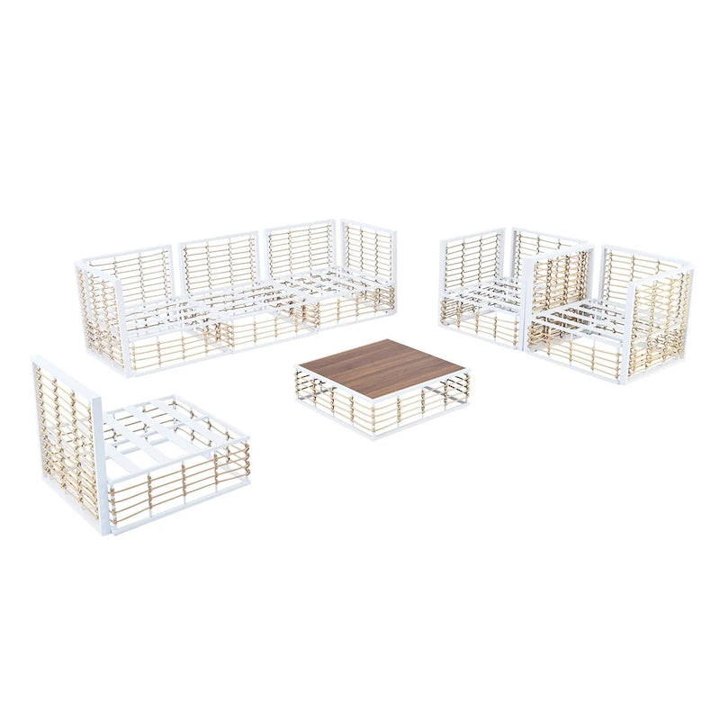Ensemble de meubles de patio 7 pièces, ensemble de meubles de conversation tout temps, ensemble de canapé sectionnel de patio avec coussins et table basse