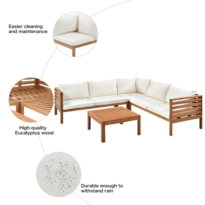 Ensemble de meubles de patio extérieur 4 pièces, ensemble de conversation sectionnel de patio avec table basse, canapé deux places et canapé d'angle