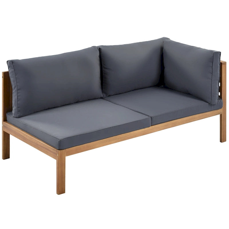 Ensemble de meubles de patio extérieur 4 pièces, ensemble de conversation sectionnel de patio avec table basse, canapé deux places et canapé d'angle