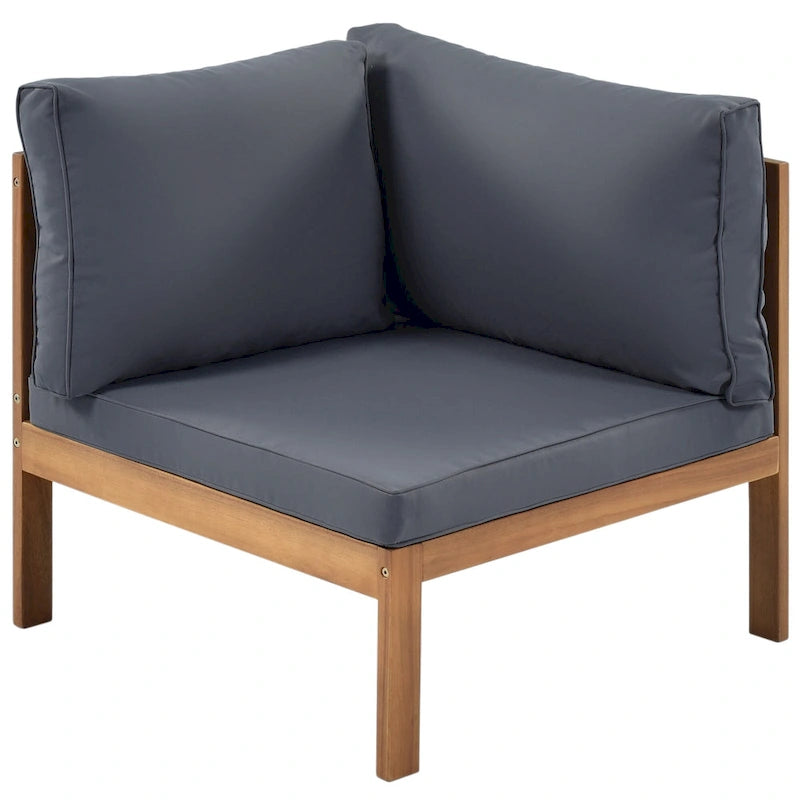 Ensemble de meubles de patio extérieur 4 pièces, ensemble de conversation sectionnel de patio avec table basse, canapé deux places et canapé d'angle