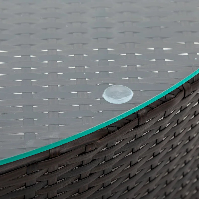 Salon de jardin 5 pièces, ensemble de canapés modulables en rotin PE tressé résistant aux intempéries avec table en verre trempé