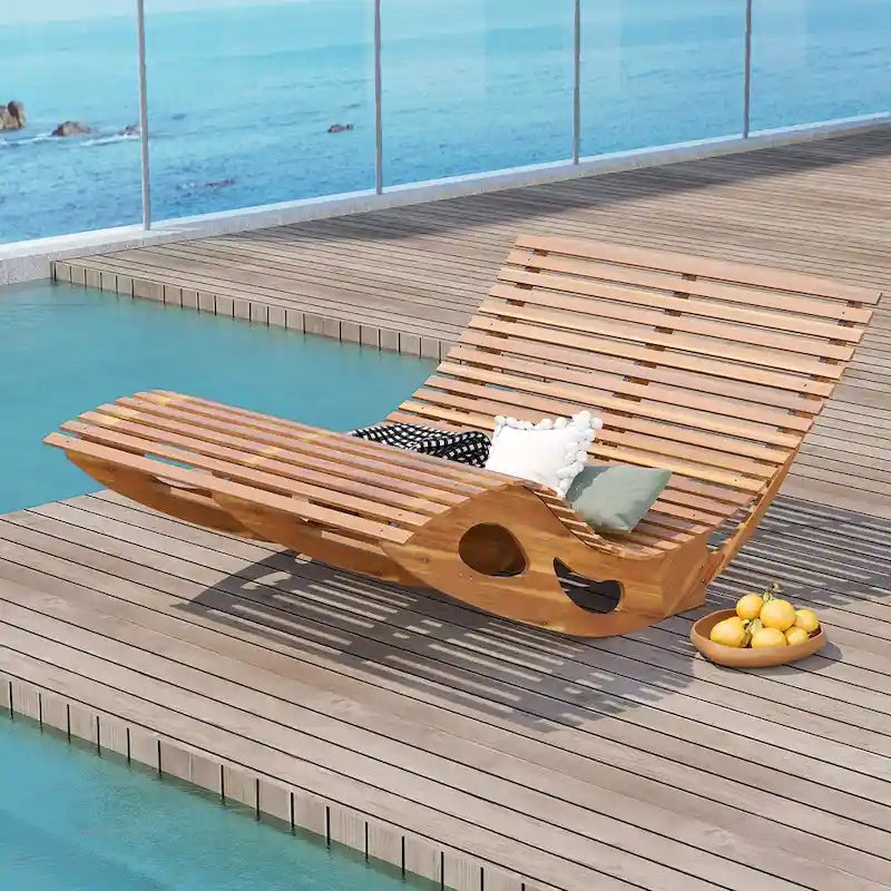 Gymax Lot de 2 chaises longues doubles d'extérieur à dossier haut et lattes pour 2 personnes