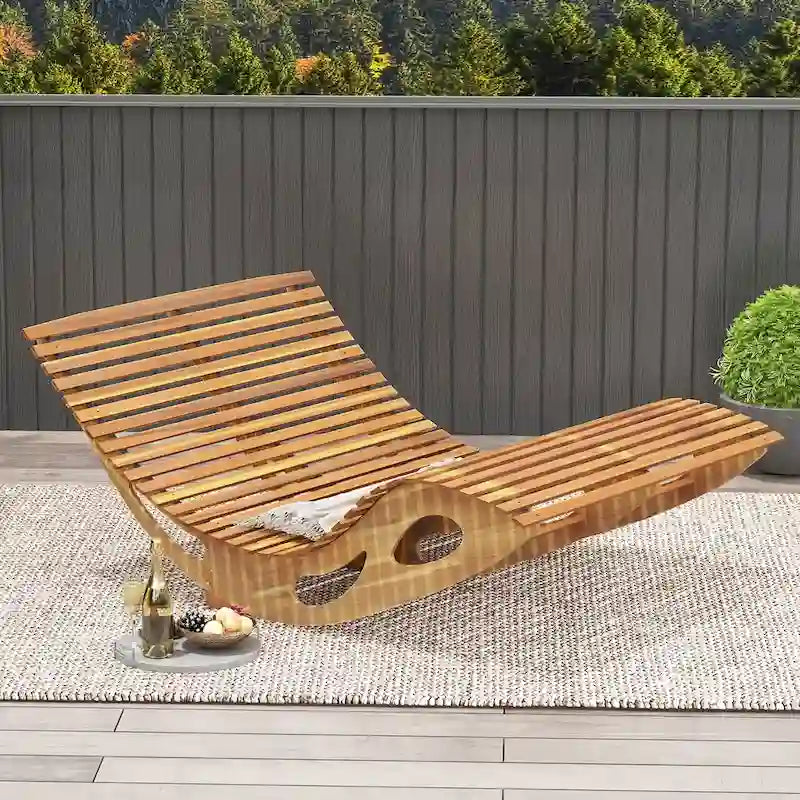 Gymax Lot de 2 chaises longues doubles d'extérieur à dossier haut et lattes pour 2 personnes