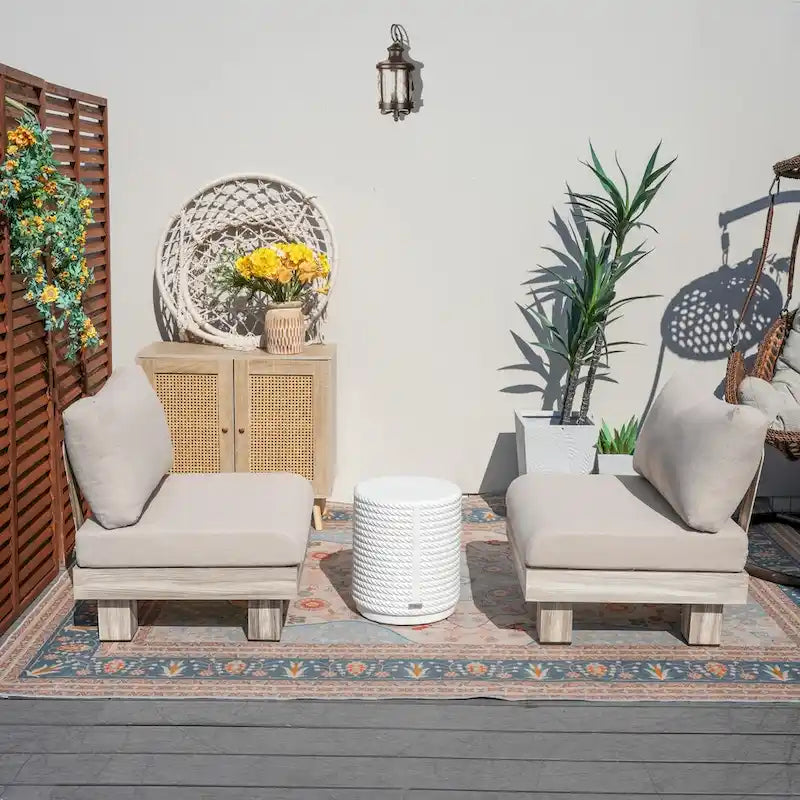 3-piece Outdoor Aluminum Sofa Set with Sponge-filled Cushion and Coffee Table