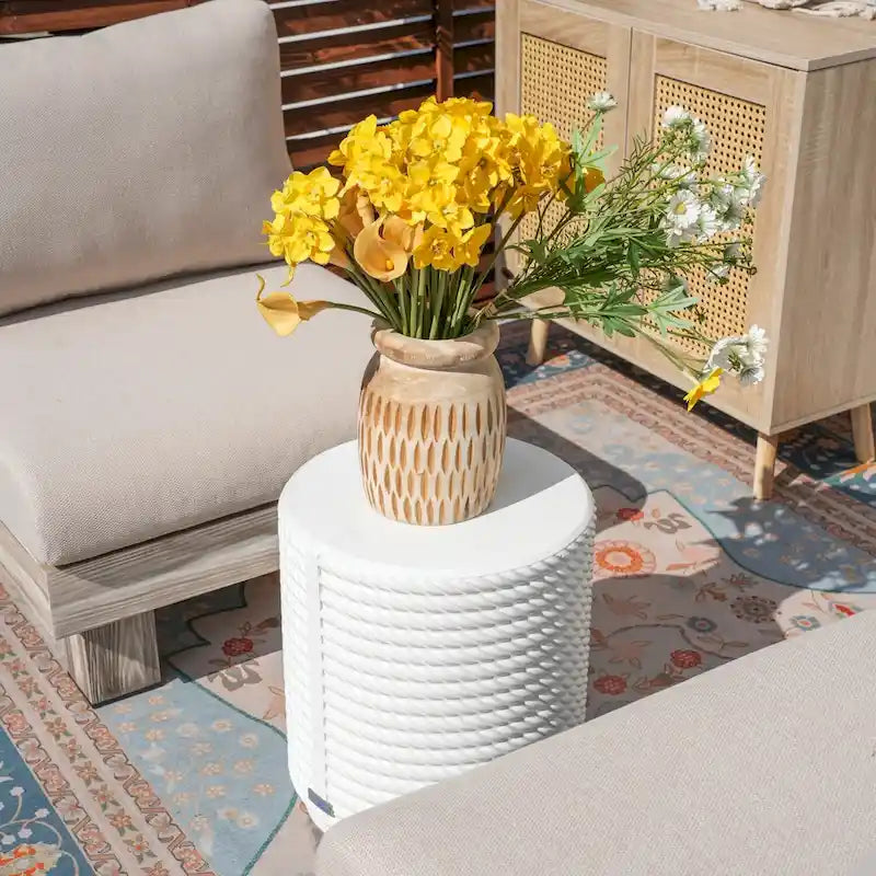 Ensemble de canapé d'extérieur 3 pièces en aluminium avec coussins rembourrés en éponge et table basse