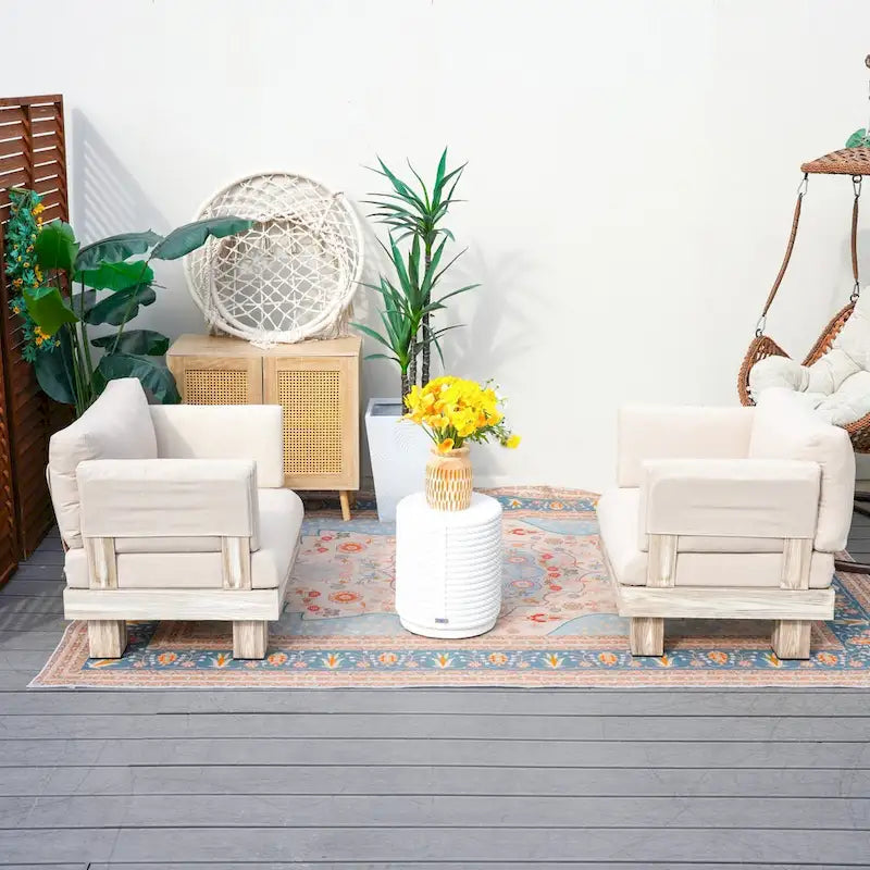 Ensemble de canapé d'extérieur 3 pièces en aluminium avec coussins rembourrés en éponge et table basse