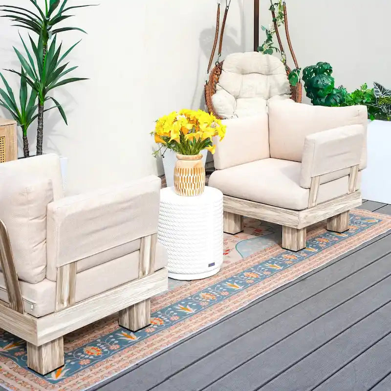 Ensemble de canapé d'extérieur 3 pièces en aluminium avec coussins rembourrés en éponge et table basse