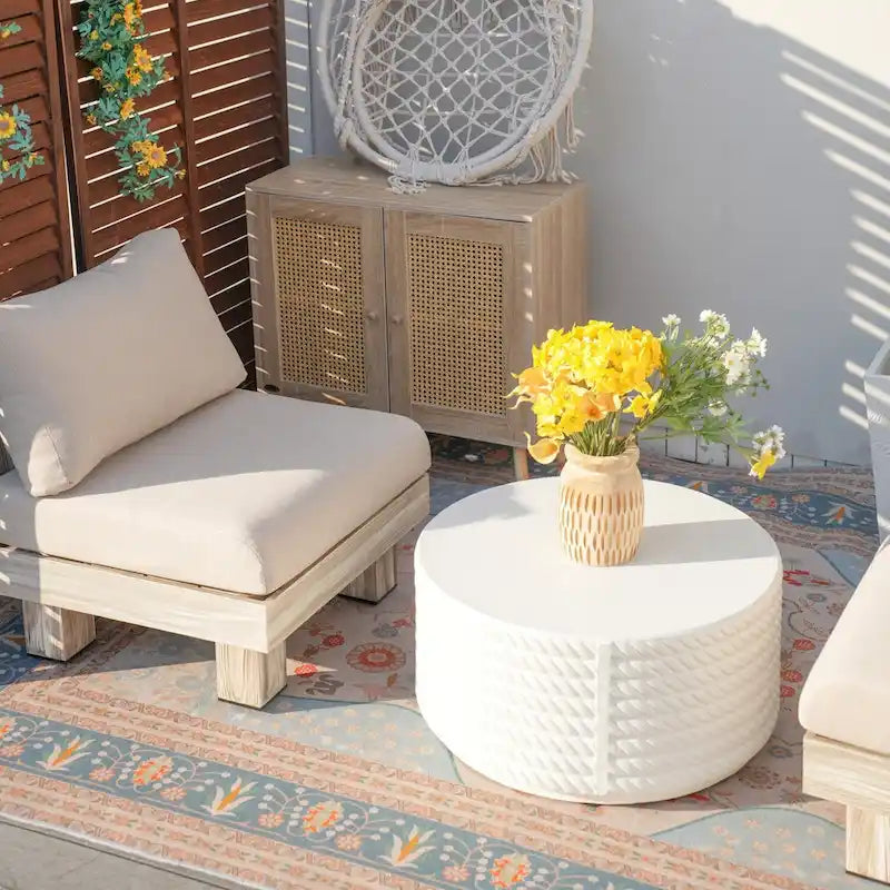 Ensemble de canapé d'extérieur 3 pièces en aluminium avec coussins rembourrés en éponge et table basse