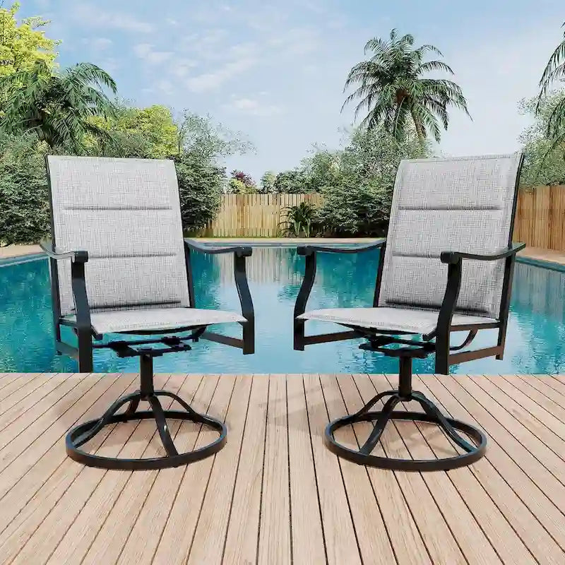 2PCS Outdoor Swivel Chairs With Textilene Breathable Back,Patio Swivel Rocker Chairs for Garden