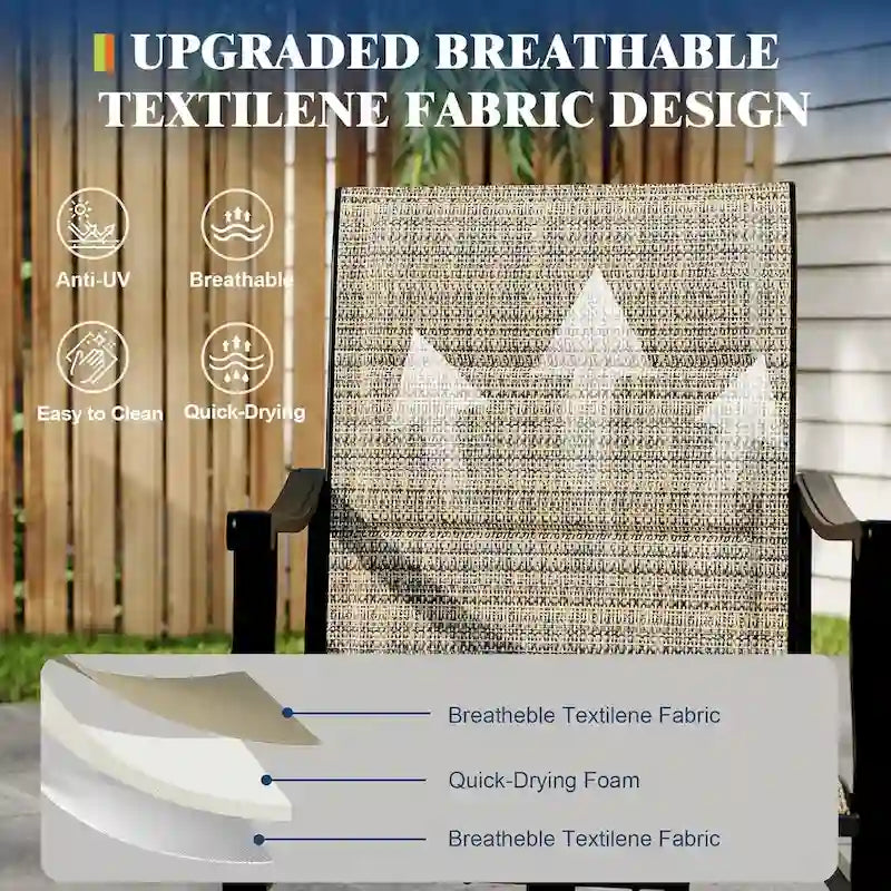 2 chaises pivotantes d'extérieur avec dossier respirant en textilène, fauteuils à bascule pivotants pour jardin