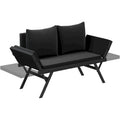 BOSSIN Lit de Repos Convertible en Rotin Tout Temps - Canapé d'Extérieur avec Accoudoirs Réglables et Coussins Imperméables - Patio, Bord de Piscine, Porche