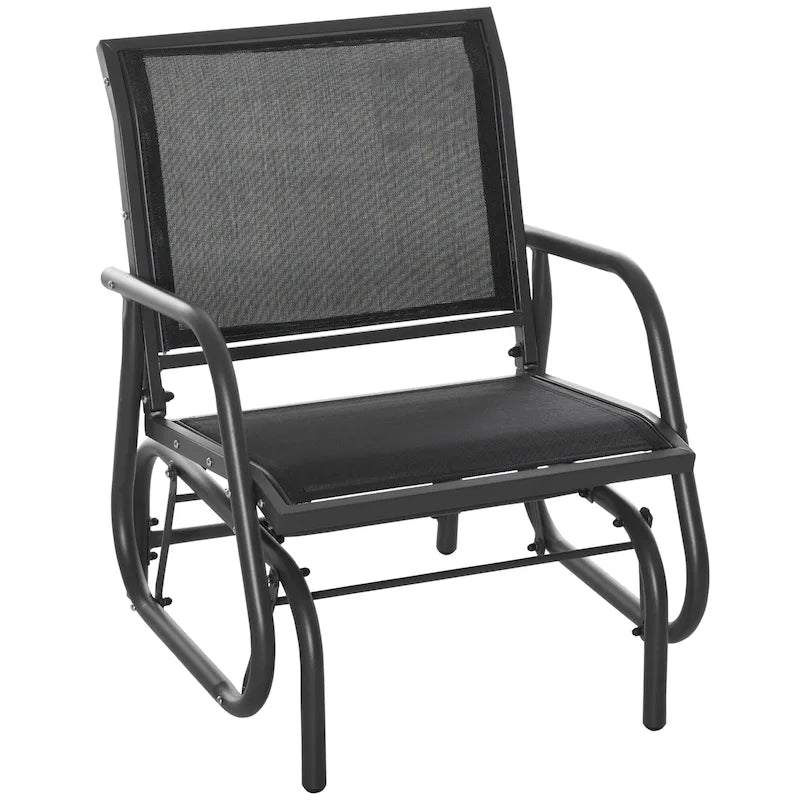 Balançoire de porche Outsunny, balançoire planeur avec maille respirante, accoudoirs incurvés et cadre en acier pour jardin, bord de piscine, balcon