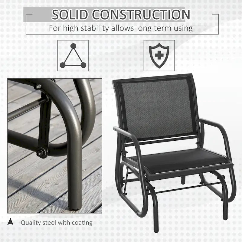 Balançoire de porche Outsunny, balançoire planeur avec maille respirante, accoudoirs incurvés et cadre en acier pour jardin, bord de piscine, balcon