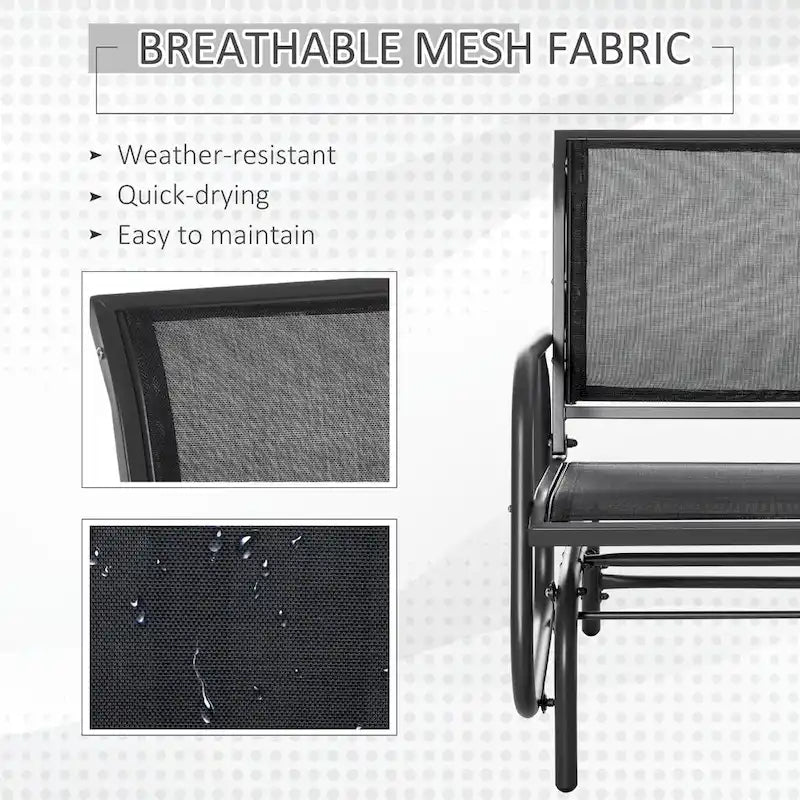 Balançoire de porche Outsunny, balançoire planeur avec maille respirante, accoudoirs incurvés et cadre en acier pour jardin, bord de piscine, balcon