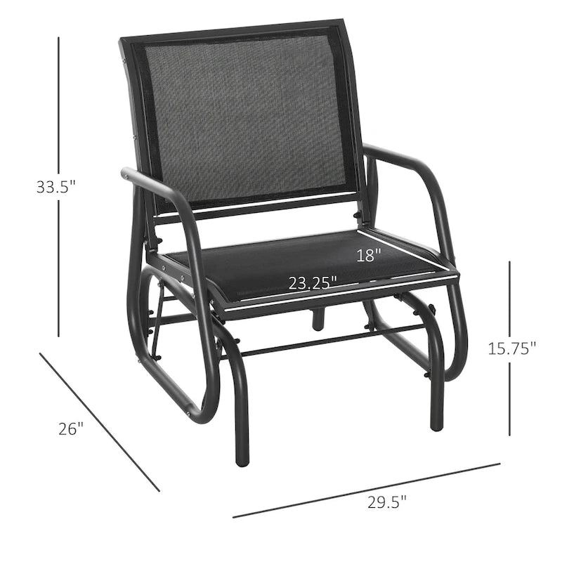 Balançoire de porche Outsunny, balançoire planeur avec maille respirante, accoudoirs incurvés et cadre en acier pour jardin, bord de piscine, balcon