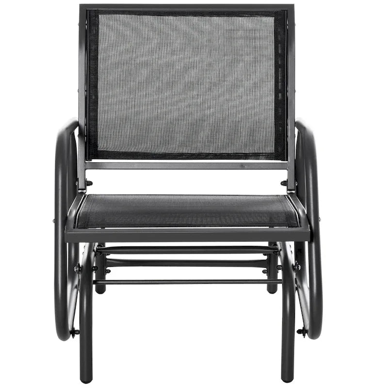 Balançoire de porche Outsunny, balançoire planeur avec maille respirante, accoudoirs incurvés et cadre en acier pour jardin, bord de piscine, balcon