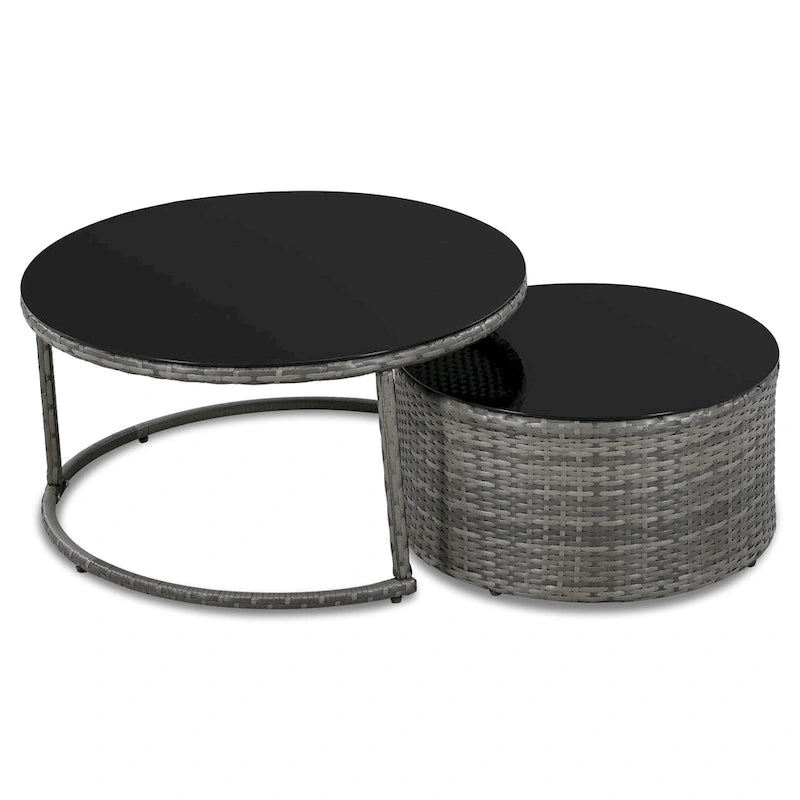 Ensemble de mobilier de jardin en rotin 9 pièces pour conversations en extérieur