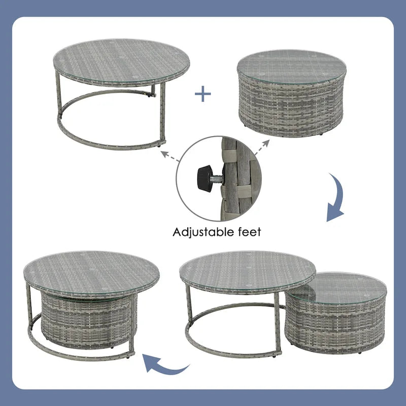 Ensemble de mobilier de jardin en rotin 9 pièces pour conversations en extérieur