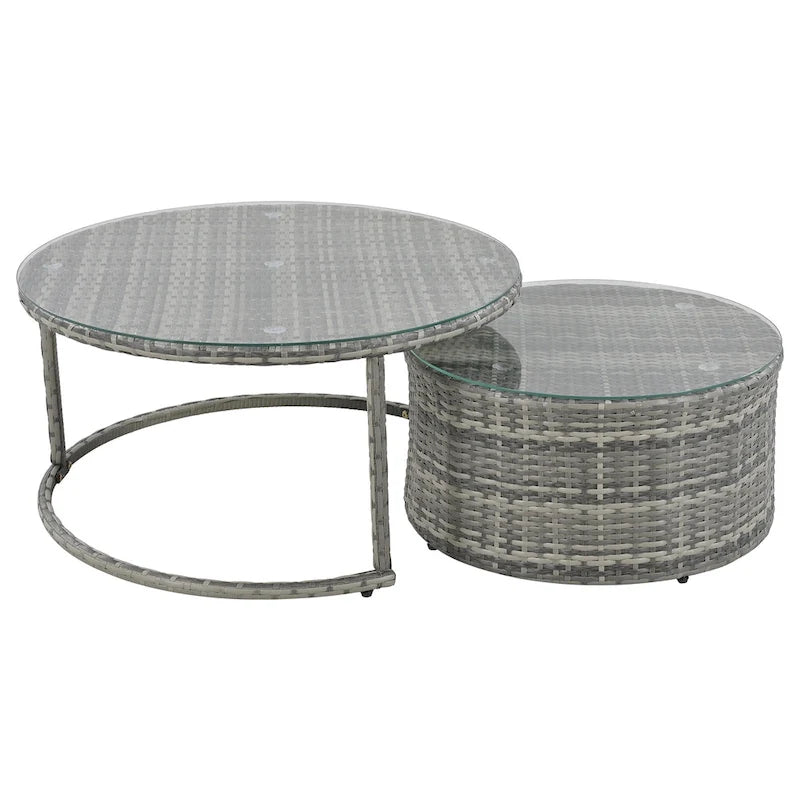 Ensemble de mobilier de jardin en rotin 9 pièces pour conversations en extérieur