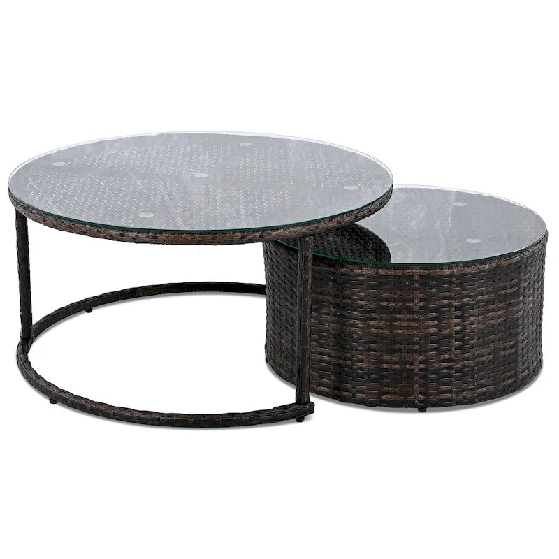 Ensemble de mobilier de jardin en rotin 9 pièces pour conversations en extérieur