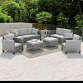 Ensemble de meubles 7 pièces Livoosun avec causeuse, fauteuil en rotin tressé en PE résistant aux intempéries, canapé de conversation pour terrasse avec coussin