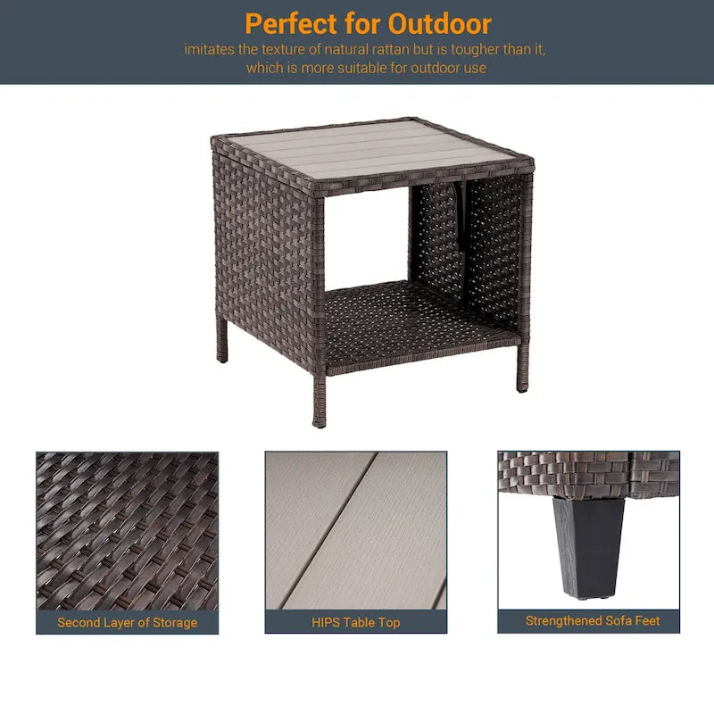 Ensemble de meubles 7 pièces Livoosun avec causeuse, fauteuil en rotin tressé en PE résistant aux intempéries, canapé de conversation pour terrasse avec coussin