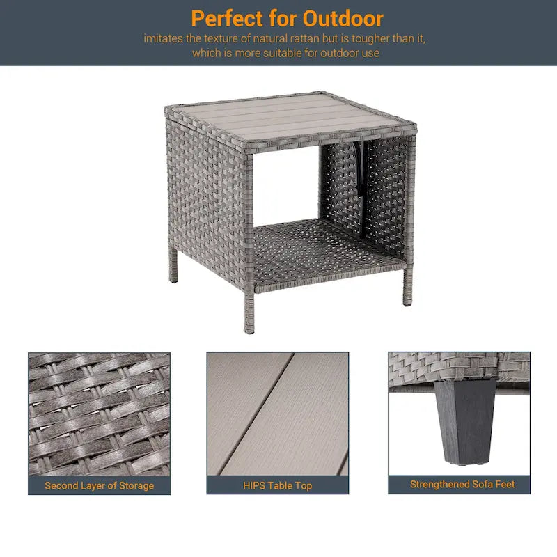 Ensemble de meubles 7 pièces Livoosun avec causeuse, fauteuil en rotin tressé en PE résistant aux intempéries, canapé de conversation pour terrasse avec coussin