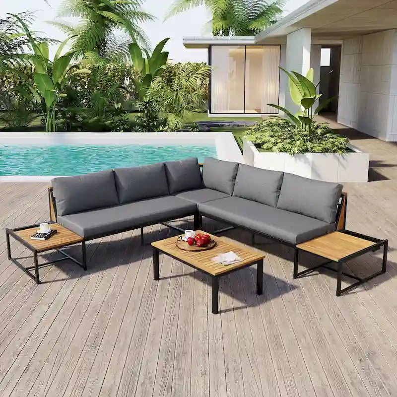 Ensemble de canapé d'extérieur 4 pièces avec coussins imperméables