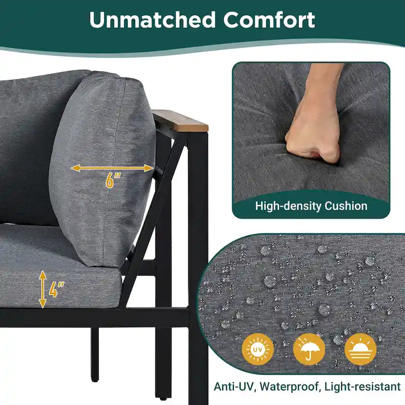 Ensemble de canapé d'extérieur 4 pièces avec coussins imperméables