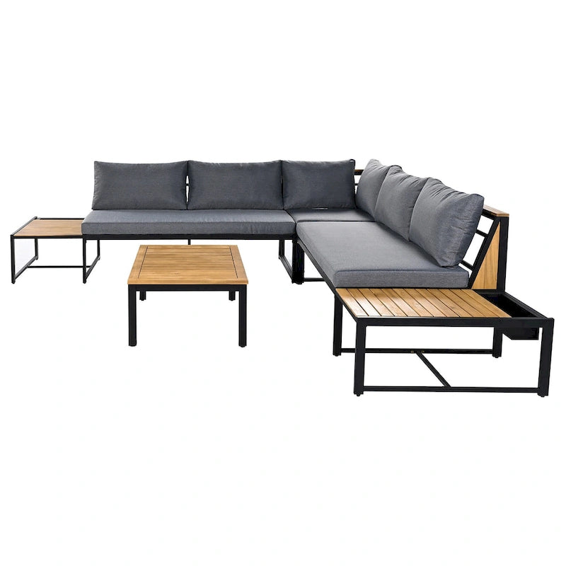 Ensemble de canapé d'extérieur 4 pièces avec coussins imperméables