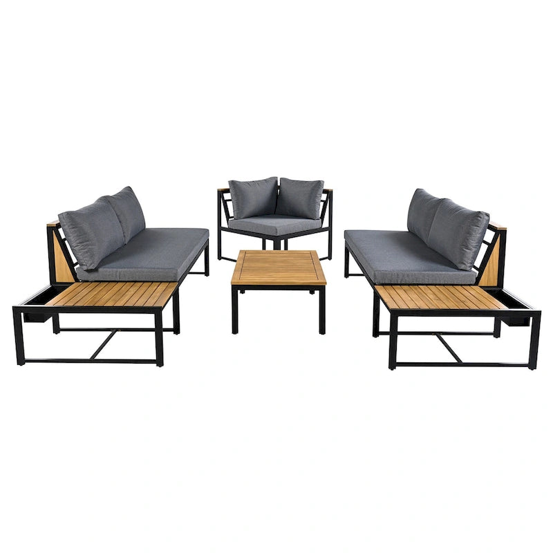 Ensemble de canapé d'extérieur 4 pièces avec coussins imperméables