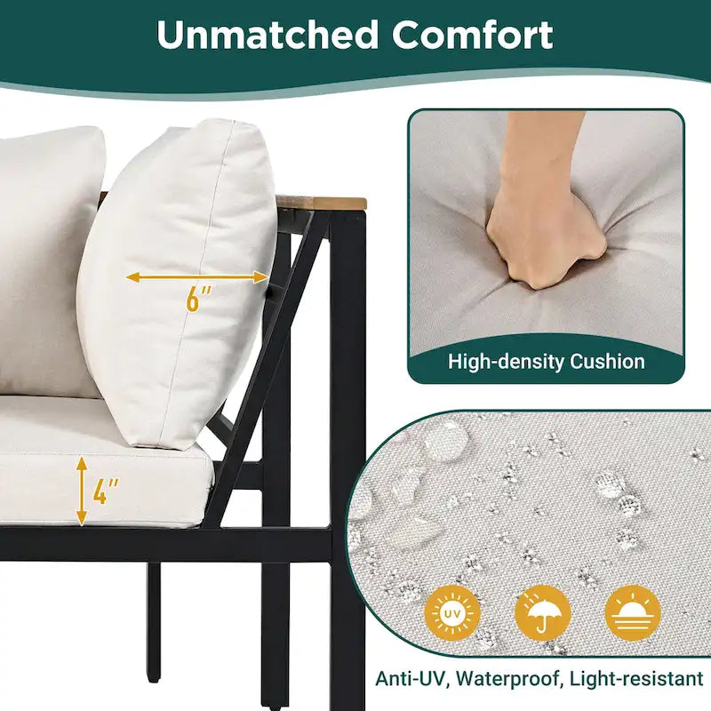 Ensemble de canapé d'extérieur 4 pièces avec coussins imperméables