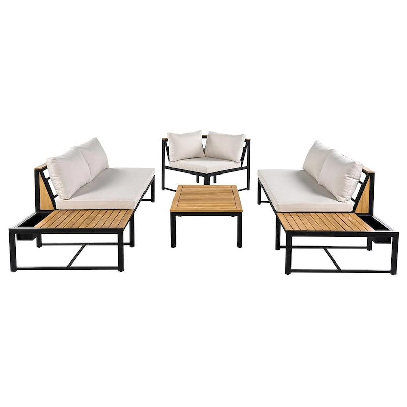 Ensemble de canapé d'extérieur 4 pièces avec coussins imperméables