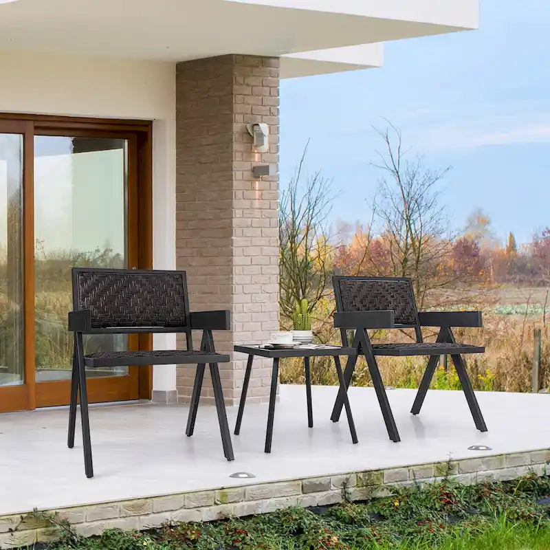 Costway Ensemble de 3 Fauteuils de Patio en Rotin, Salon de Jardin en Rotin avec Rapide - Voir Détails