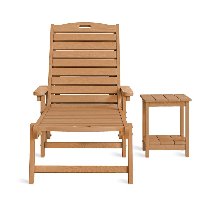 Yurevna HDPS Chaise longue d'extérieur tous temps avec table d'appoint (ensemble 2 pièces)