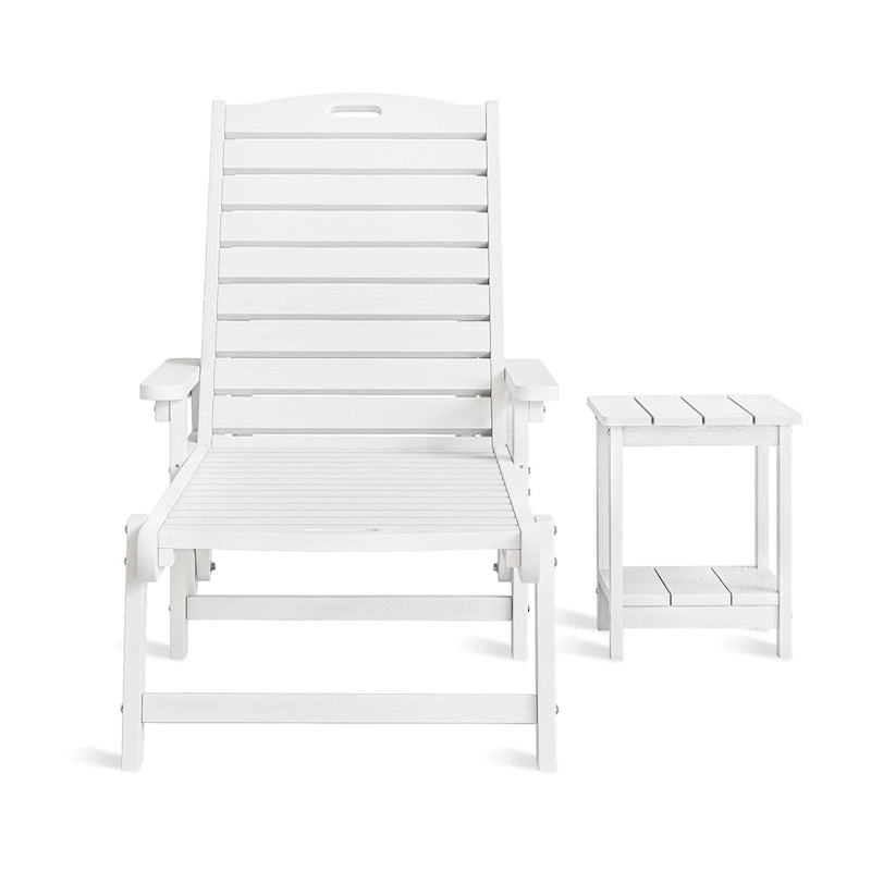 Yurevna HDPS Chaise longue d'extérieur tous temps avec table d'appoint (ensemble 2 pièces)