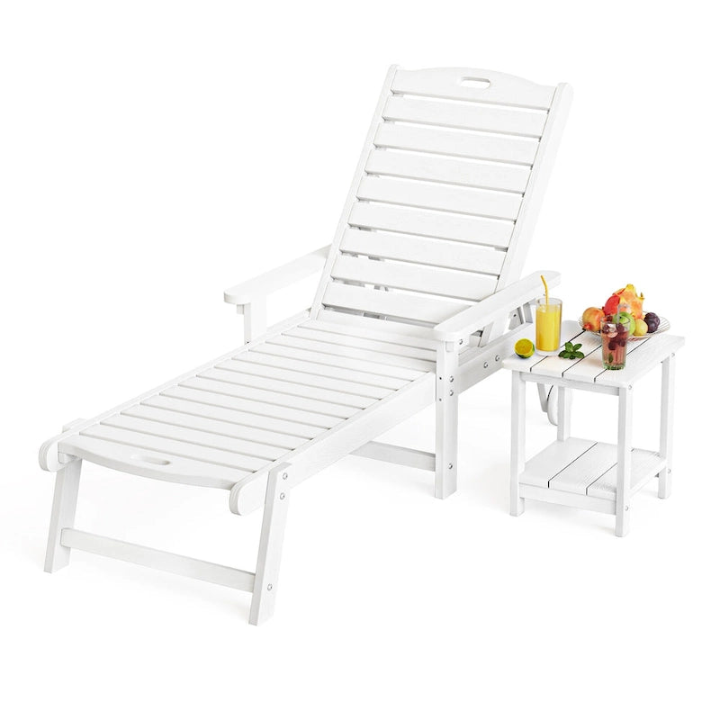 Yurevna HDPS Chaise longue d'extérieur tous temps avec table d'appoint (ensemble 2 pièces)