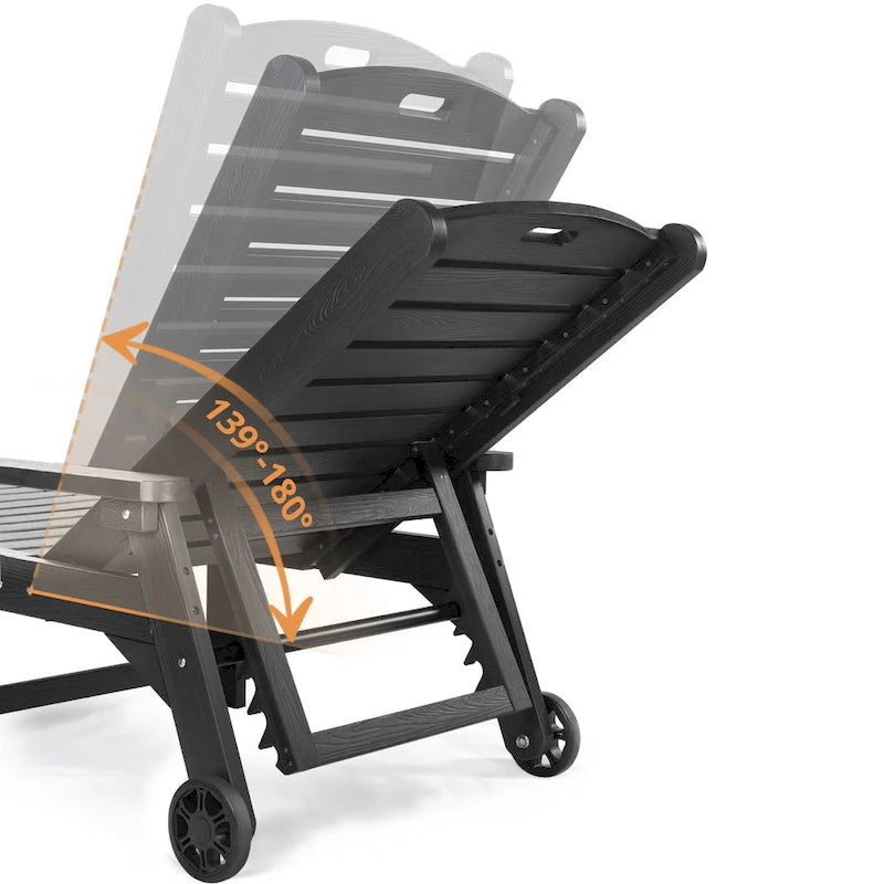 Yurevna HDPS Chaise longue d'extérieur tous temps avec table d'appoint (ensemble 2 pièces)