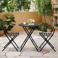 EROMMY Salon de Bistro 3 Pièces pour Extérieur, Table et Chaises de Jardin Pliables, Résistant à la Rouille, Léger pour Balcon