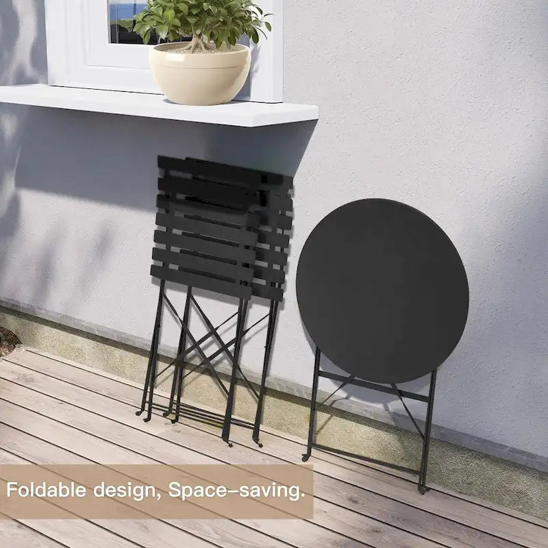 EROMMY Salon de Bistro 3 Pièces pour Extérieur, Table et Chaises de Jardin Pliables, Résistant à la Rouille, Léger pour Balcon