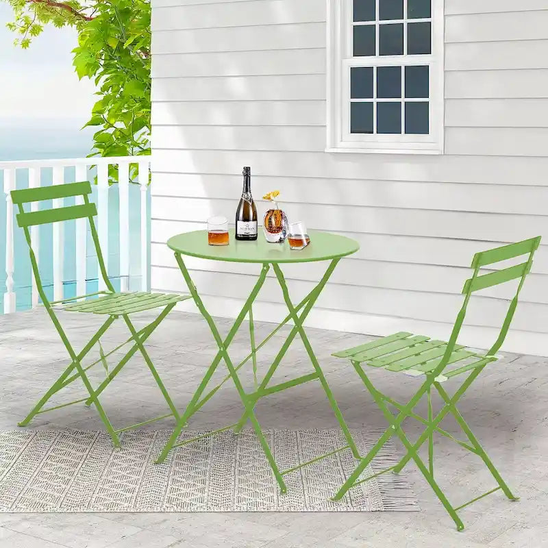 EROMMY Salon de Bistro 3 Pièces pour Extérieur, Table et Chaises de Jardin Pliables, Résistant à la Rouille, Léger pour Balcon