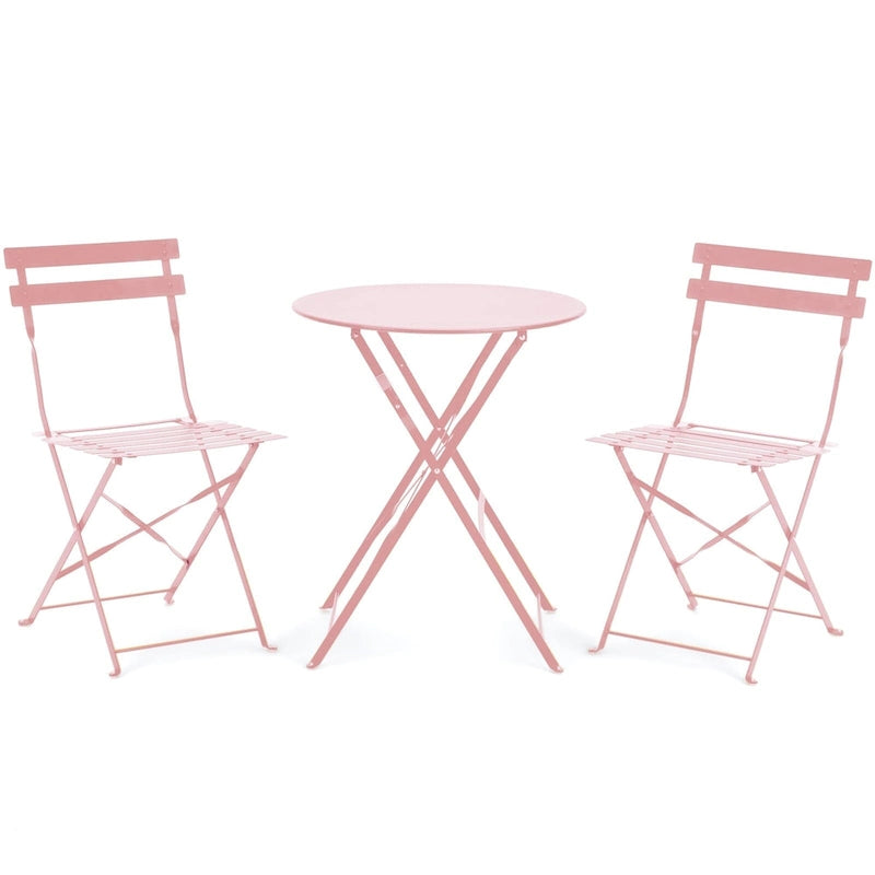 EROMMY Salon de Bistro 3 Pièces pour Extérieur, Table et Chaises de Jardin Pliables, Résistant à la Rouille, Léger pour Balcon