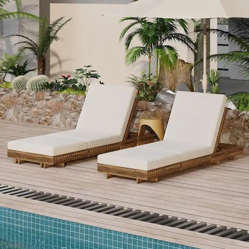Christopher Knight Home - Lot de 2 chaises longues d'extérieur Lingard en bois d'acacia