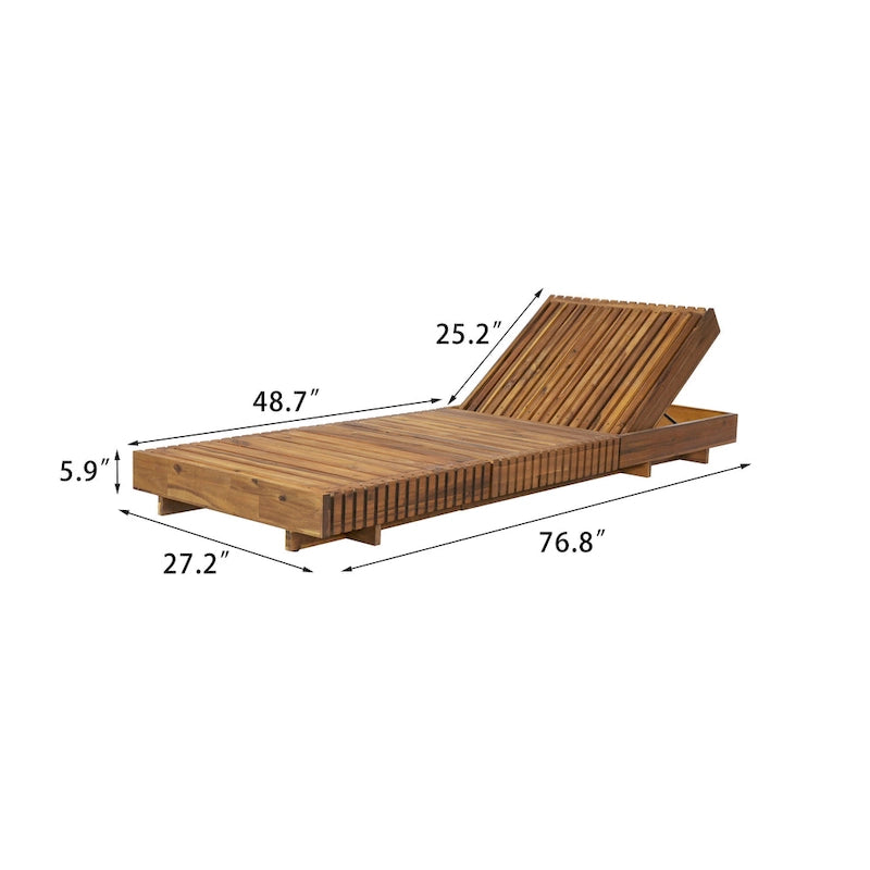 Christopher Knight Home - Lot de 2 chaises longues d'extérieur Lingard en bois d'acacia