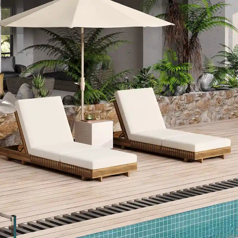 Christopher Knight Home - Lot de 2 chaises longues d'extérieur Lingard en bois d'acacia