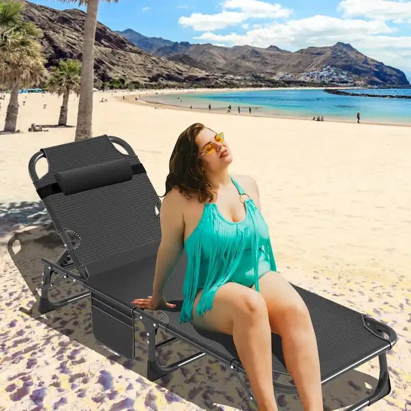 -Chaise longue pliante multiposition - Chaise d'extérieur robuste pour piscine, plage, camping et terrasse (Breezy Oceanic)