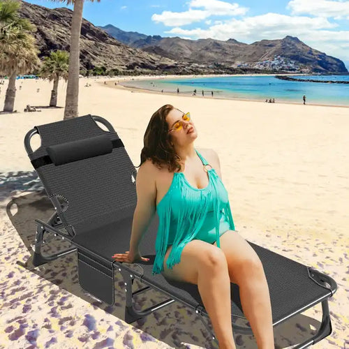 -Chaise longue pliante multiposition - Chaise d'extérieur robuste pour piscine, plage, camping et terrasse (Breezy Oceanic)