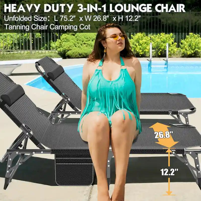 -Chaise longue pliante multiposition - Chaise d'extérieur robuste pour piscine, plage, camping et terrasse (Breezy Oceanic)