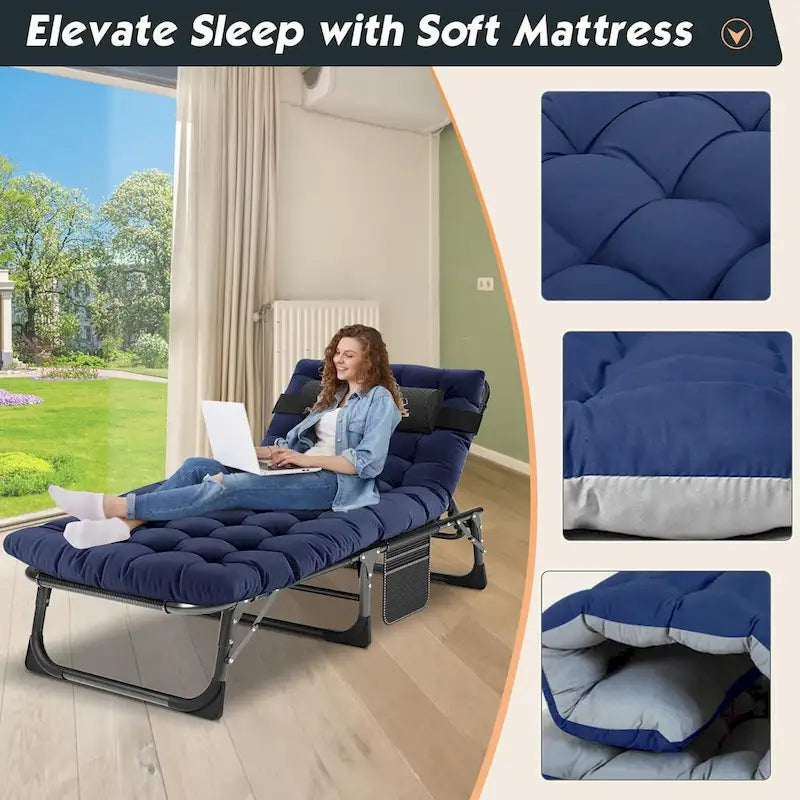 -Chaise longue pliante multiposition - Chaise d'extérieur robuste pour piscine, plage, camping et terrasse (Breezy Oceanic)