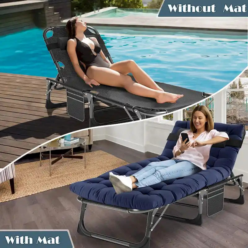 -Chaise longue pliante multiposition - Chaise d'extérieur robuste pour piscine, plage, camping et terrasse (Breezy Oceanic)